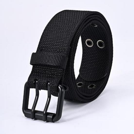 Men's Fashion Pin Buckle Leather & Nylon Woven Canvas Belt