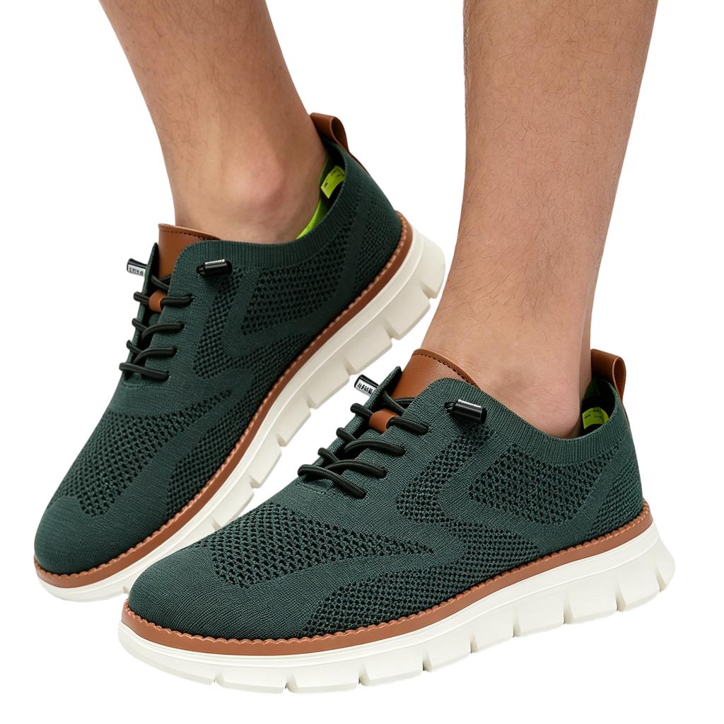 Men's Casual Knit Sneakers Lightweight Breathable Slip-On Athletic Shoes with Flexible Sole and Lace-Up Design for Everyday Wear