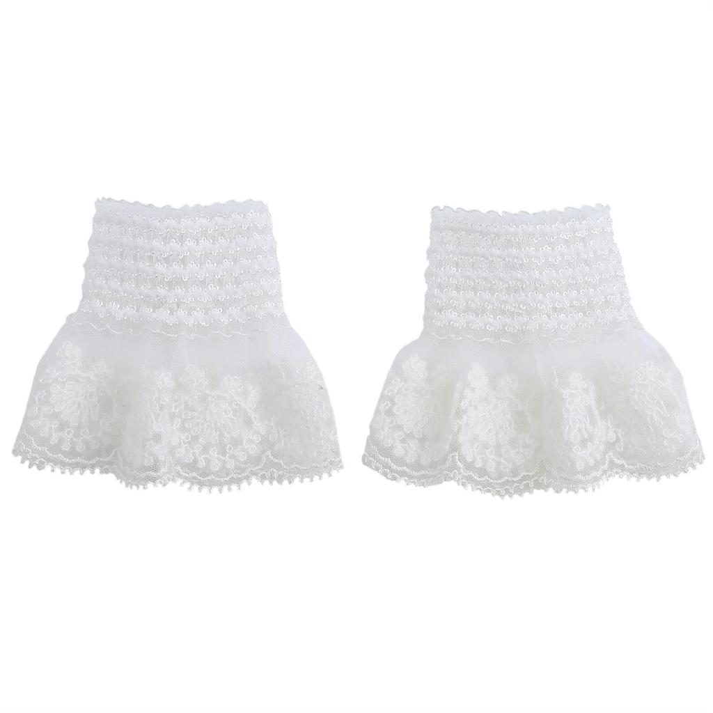 Korean Shirt Detachable Cuffs for Womens Lace Pleated False Cuffs Sweater Blouse Wrist Warmers Girls Fake Arm Sleeves Horn Cuff