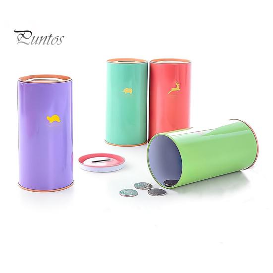 Hucha de Metal de Gran Capacidad con Diseño de Patrón Animal para Niños, Hucha Cilíndrica, Herramienta de Gestión Financiera