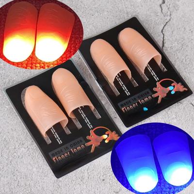 2 Pcs/set Magic Thumbs Light Toys for Adult Magic Trick Props Blue Light Led Flashing Fingers Halloween Party Toys for Children