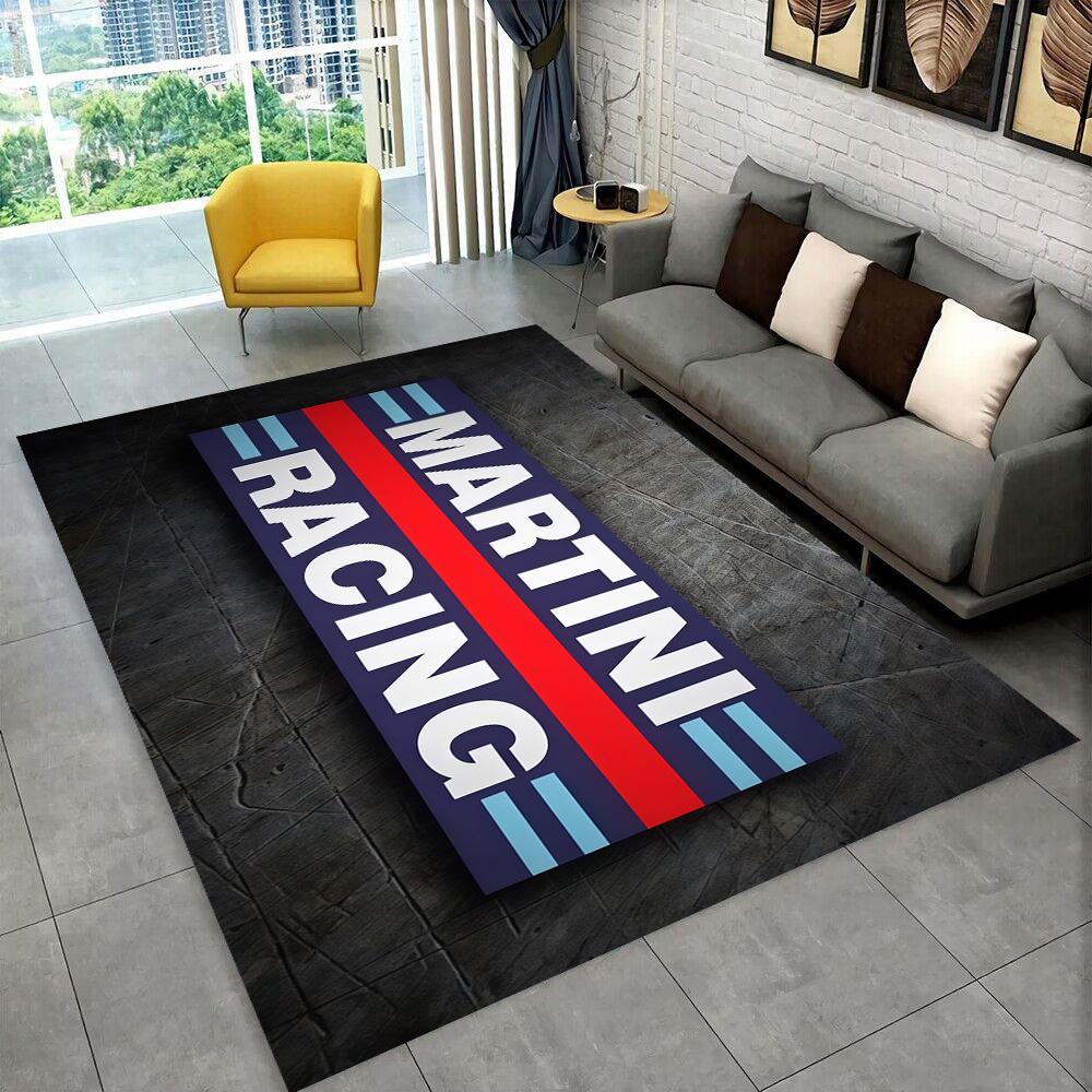 3D logo závodního auta M-Martini Moto Koberec pro domácí obývací pokoj ložnici pohovku Rohožka Dekor, dětská hrací protiskluzová podložka Dárek