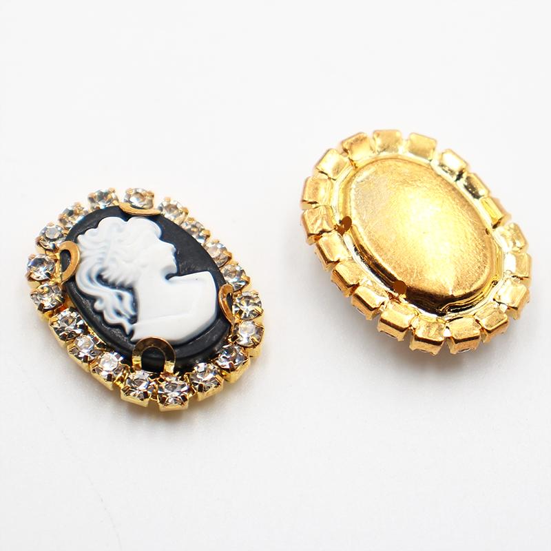 New 18*23mm Oval Princess Head Flat Back Rhinestone Buttons for Bow Tiara Clothing DIY Accessories