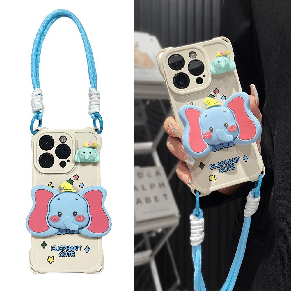 Dumbo bracket new apple 11promax mobile phone case 11plus cartoon 11/11 cute four-corner lanyard x