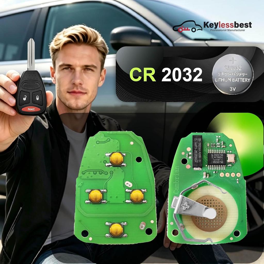Car Key Fob Remote Keyless Entry Control KOBDT04A 315MHz 3 Button Replacement for 2004 2005 2006 2007 2008 2009 2010 2011 2012 2013 Dodge Caliber