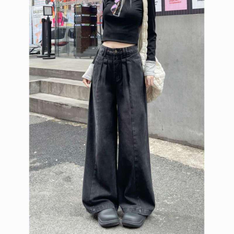 Women s American Retro High-Waisted Wide-Leg Jeans Extra Large