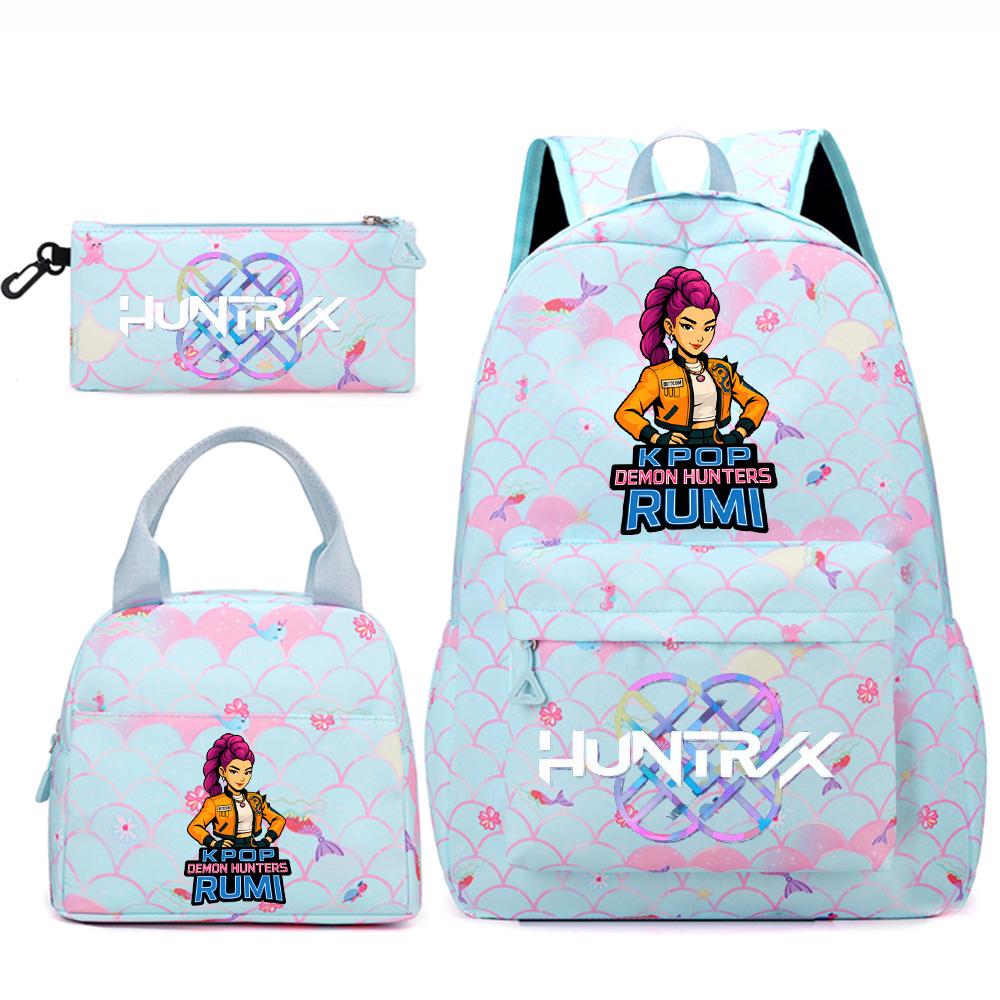 3Pcs/set Cute Kpop Printed Backpack Handbag Pencil Case for Teenger Student Girl Boy Schoolbag Kid Bookbag Large Capacity Travel Bag Gift Mochila