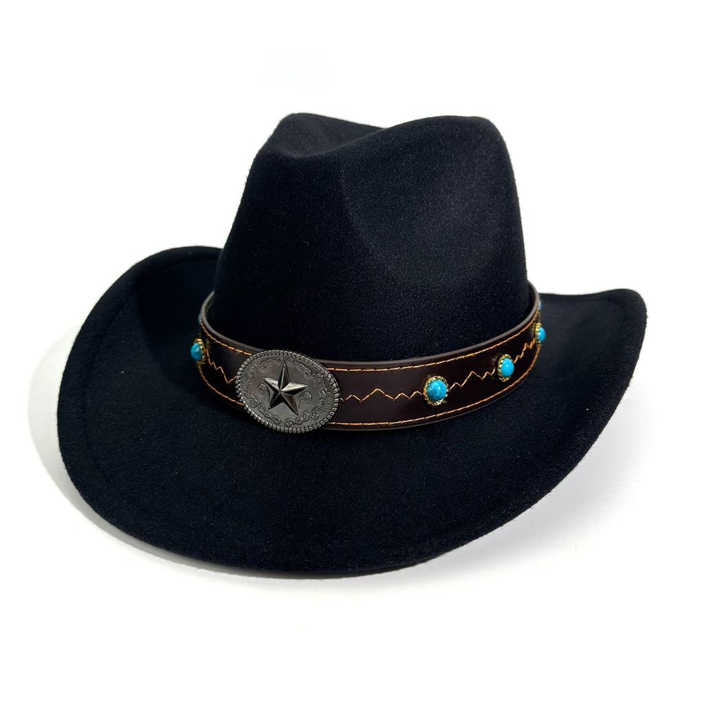 Western Cowboy Hat Autumn And Winter Male And Female Knight Hat European And American Style Big Edge Top Hat Jazz Hat
