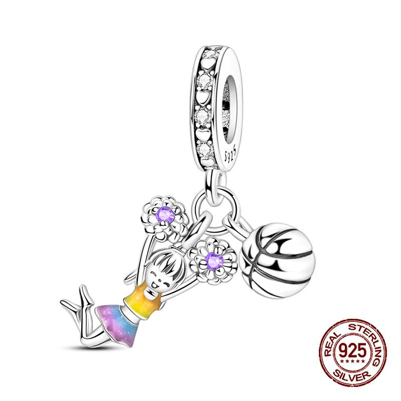 Copper Color Basketball Football Badminton Sports Series Charms Beads Fit Pandach Original Bracelets Diy Jewelry Gifts