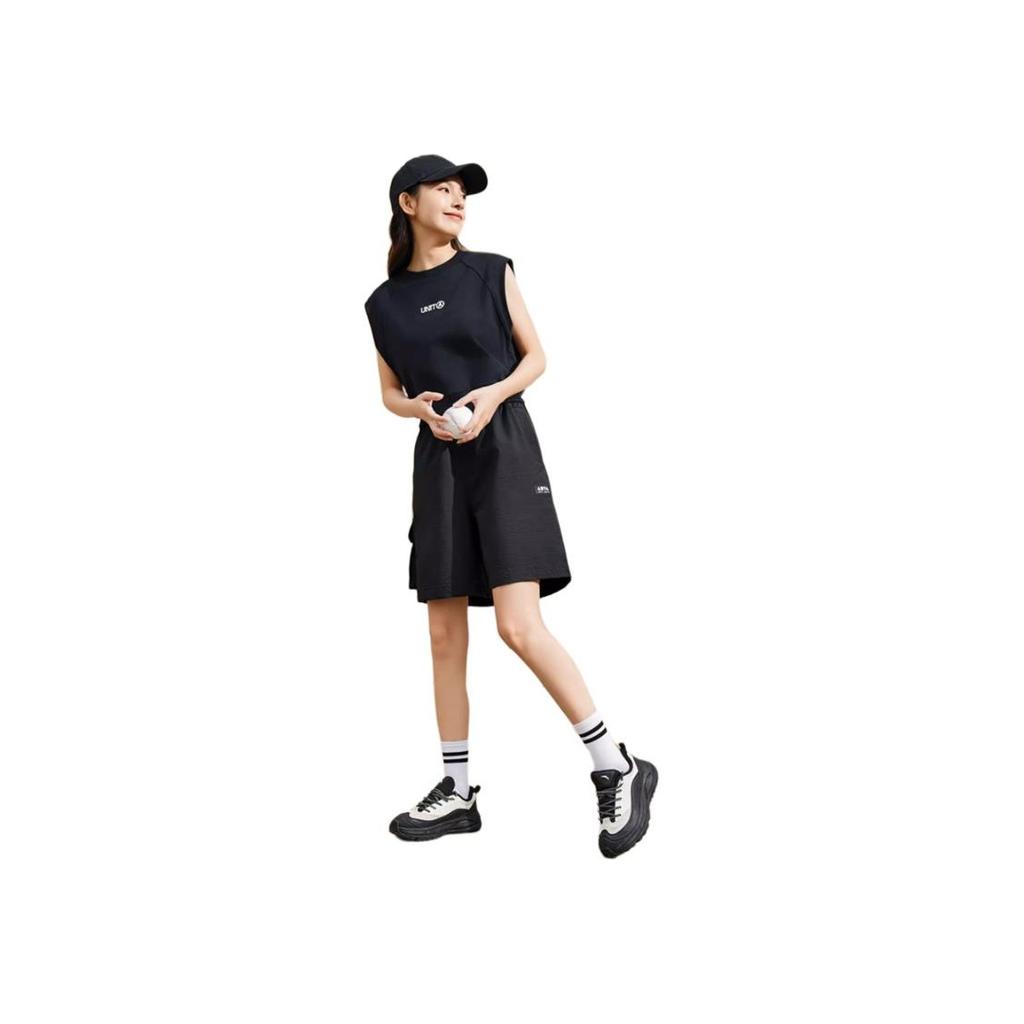 Anta Solid Color Mid Waist Straight Leg Casual Shorts Men shorts Black 172428507-2