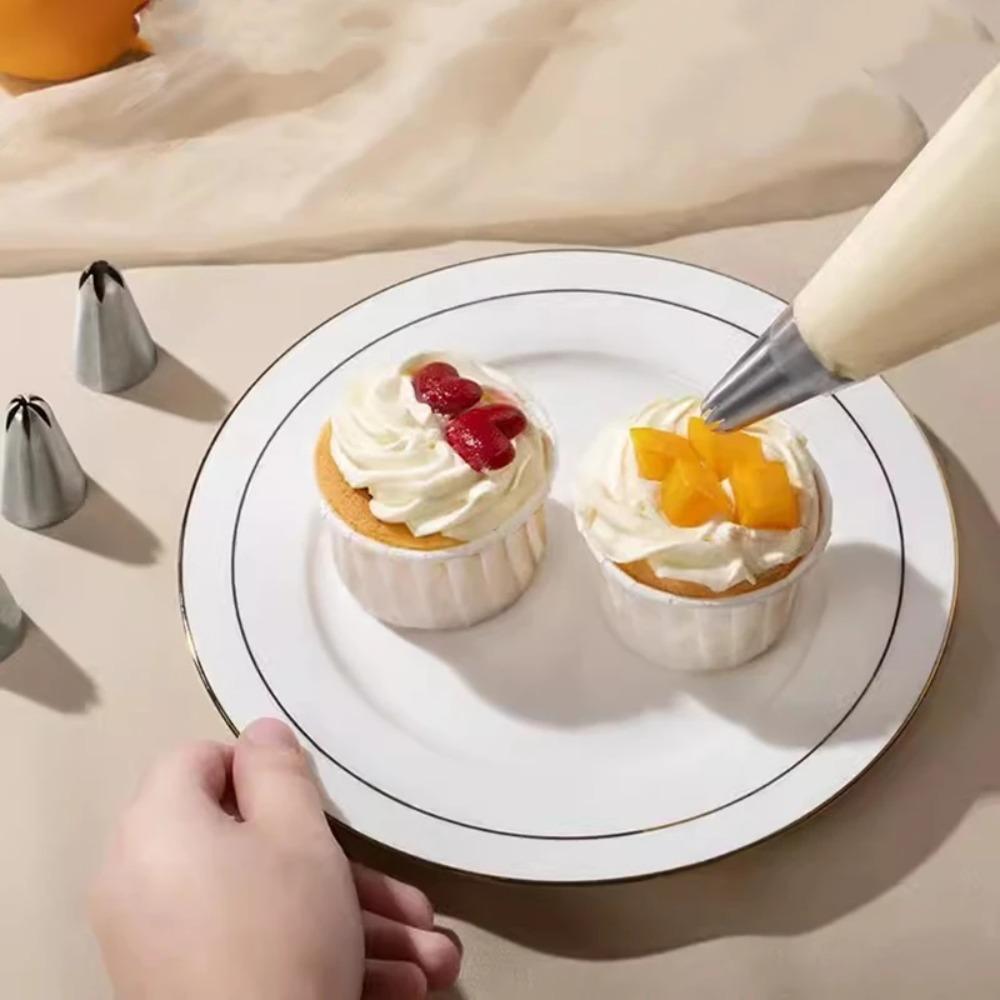 Einweg Spritzbeutel für Gebäck Süßigkeiten Düsenhülse DIY Sahne Ausdrückbeutel Kuchen Sahne Werkzeug Backzubehör (Spritzbeutel und Spritztülle)