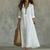 Summer Fashion Floral Lace Cotton Linen Printed Long Dress