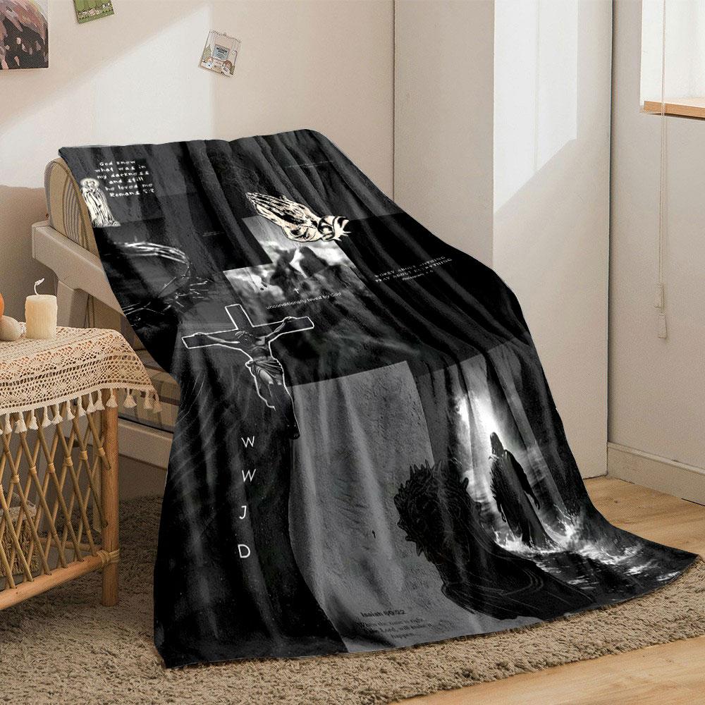 Jesus Faith Prayer Themed Blanket  Printed Blanket for Living Room Bed Couch Lunch Break Soft Cozy Blanket for Friend's Festival Gift