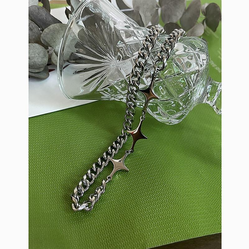 Street Style Geometriskt Kedjehalsband För Män Och Kvinnor Med Rostfritt Stålfinish