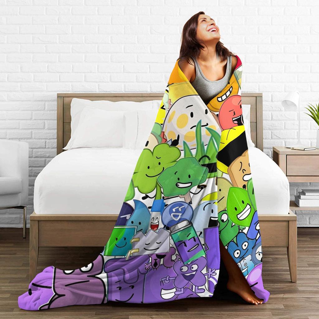 BFDI Inanimate Insanity Flannel Blanket Warm Soft Throw Blanket for Outdoor Travel Office Funny Bedspread Sofa Bed Cover