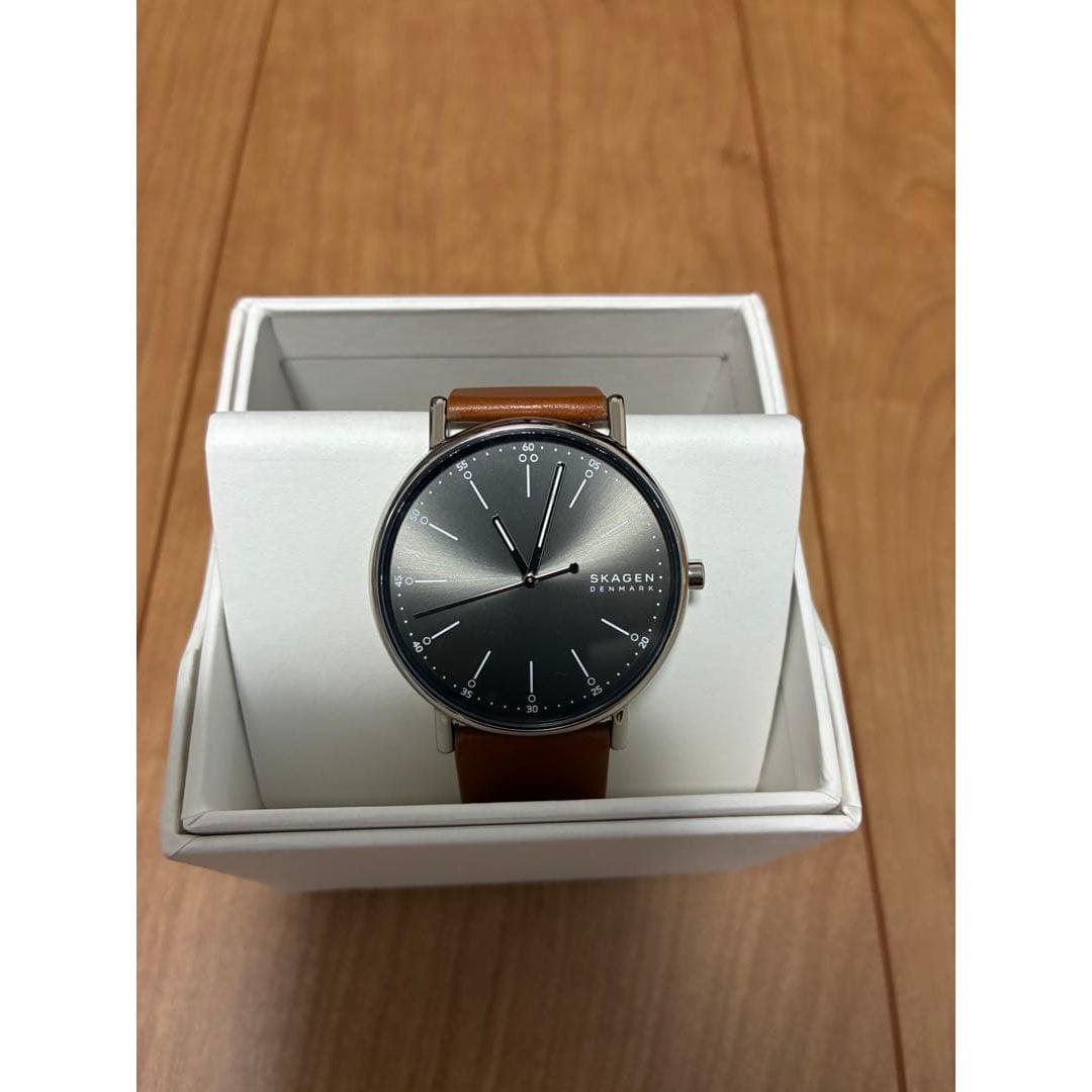 Used SKAGEN Analog Watch Gray Dial Brown Band SKW6578