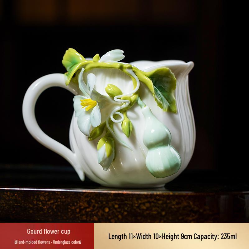 Handcrafted Ceramic Gourd Cup - Cultural Heritage Gift for Tea & Coffee