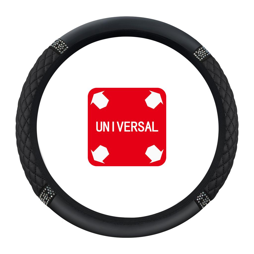 Car Steering Wheel Cover Embroidered Colorful Diamonds Breathable Design No Inner Ring Needed Car Steering Wheel