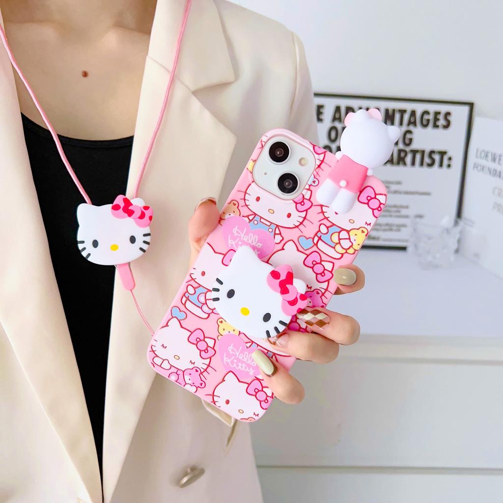For Samsung Galaxy A17 A07 A16 A06 A26 A56 A04E A05 A05s A15 A25 A35 A55 Cake Kitty Case With Holder Rope