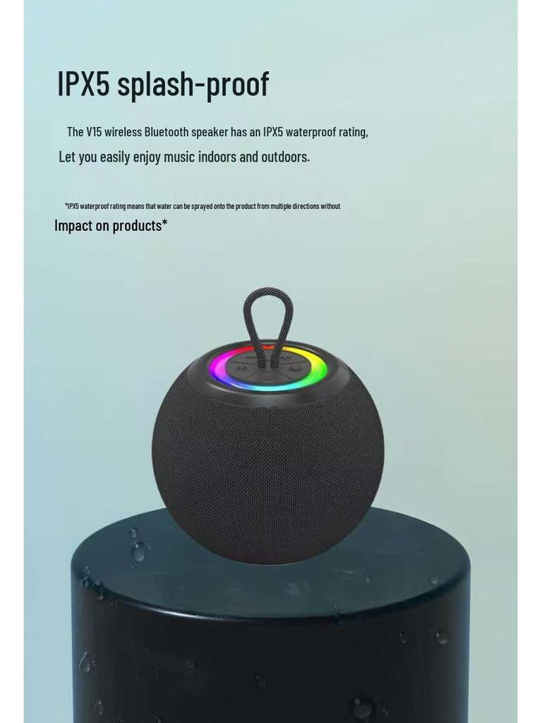 Portable RGB Light Bluetooth Speaker with Subwoofer - Creative Ball Design