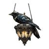 Yousheng Raven On Lantern Acrylic Suncatcher Faux Stained Glass Window Wall Hanging Ornament Gothic Crow On Lamp Halloween Decor for Dark Academia
