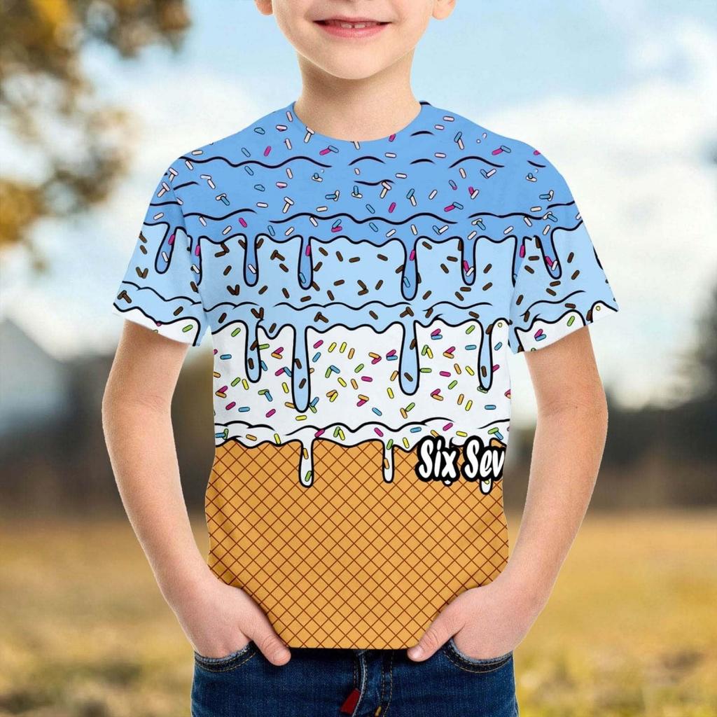 Children's Six Seven Print Casual Sports Short Sleeve T-Shirts Comfortable Fabric for Boys Girls Trendy Children Style Clothing