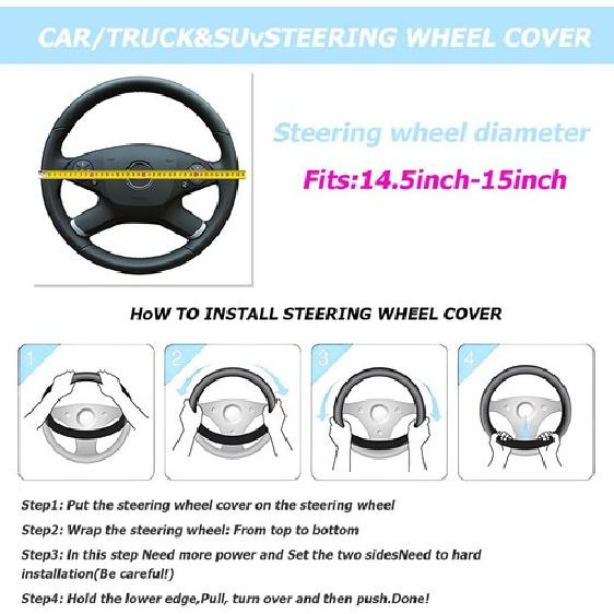Steering Wheel Cover, Microfiber Leather Vehicle Steering Wheel Protector Pink