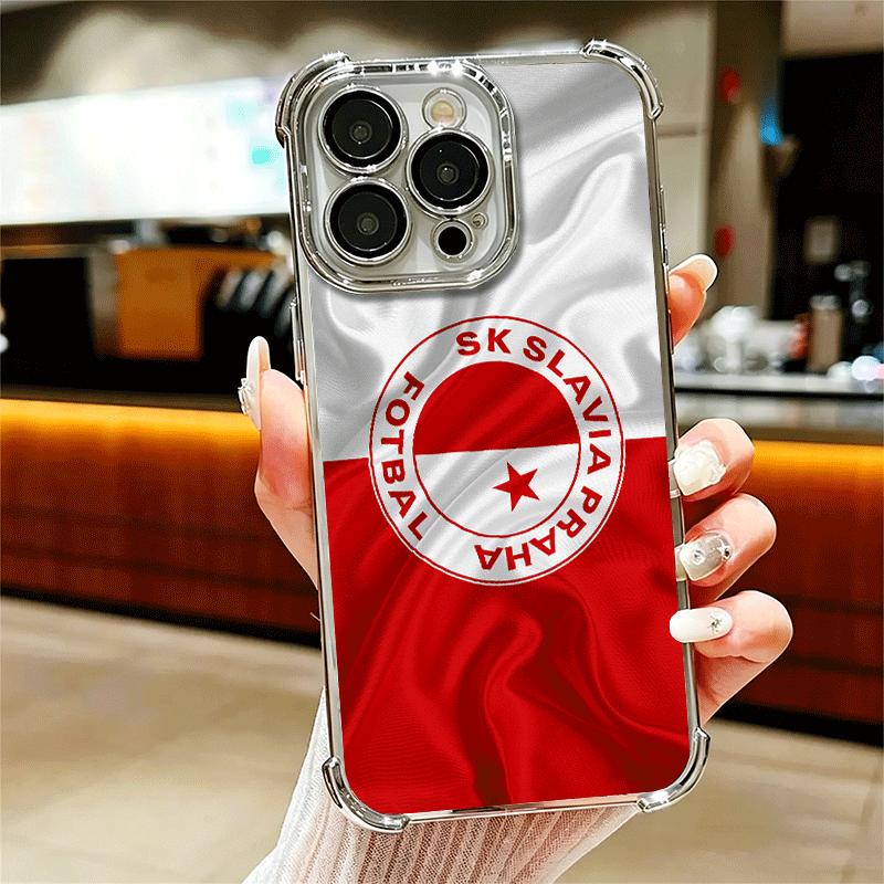 Sk Slavia Praha Czech Republic Soft Phone Case For iPhone 15 16 17 Air 14 Pro Max 16E Plus 13 12 Mini Plating Anti-Fall Fundas