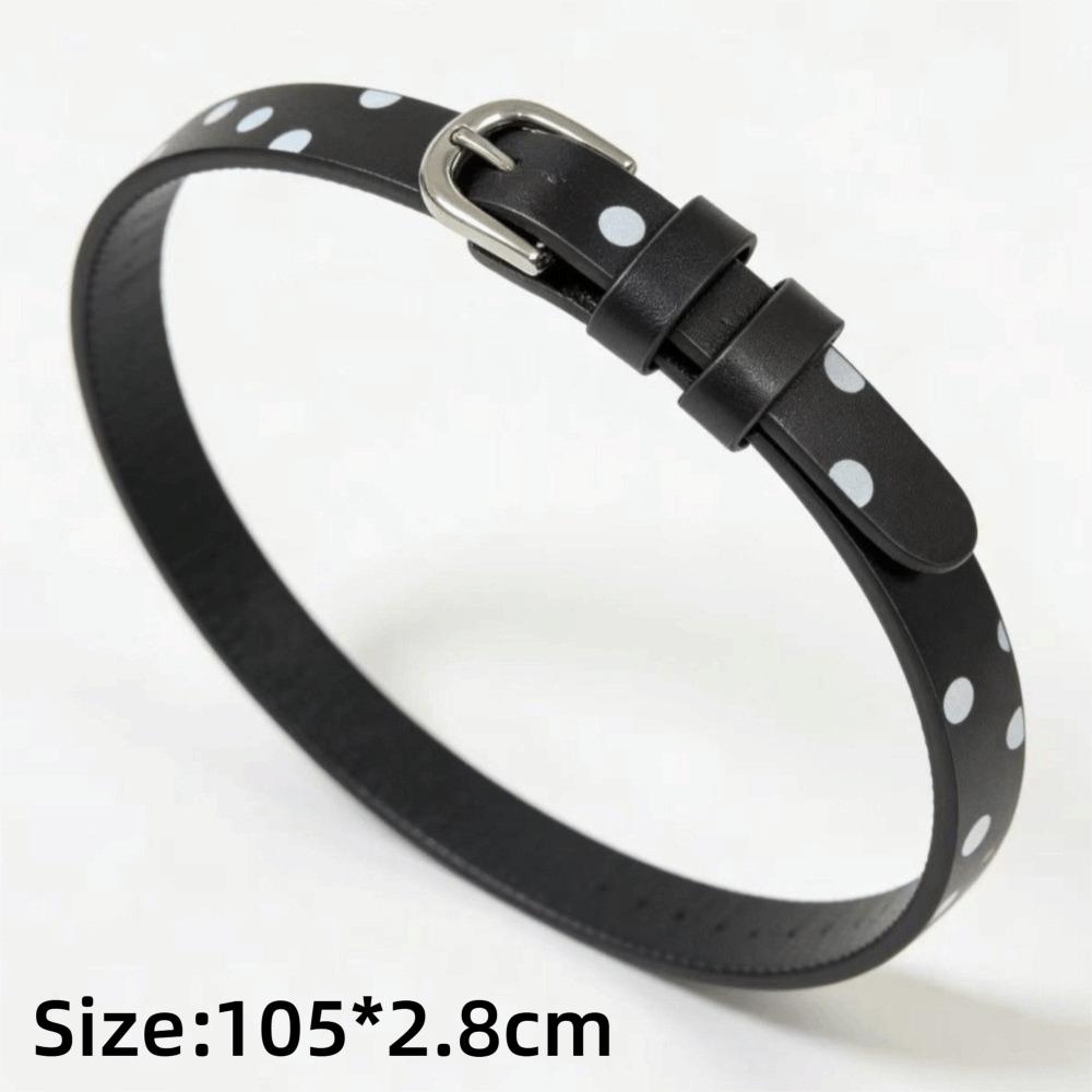 Leather Material Polka Dot Belt Polka Dot Pattern Retro Polka Belt Designer Leather Belt For Women