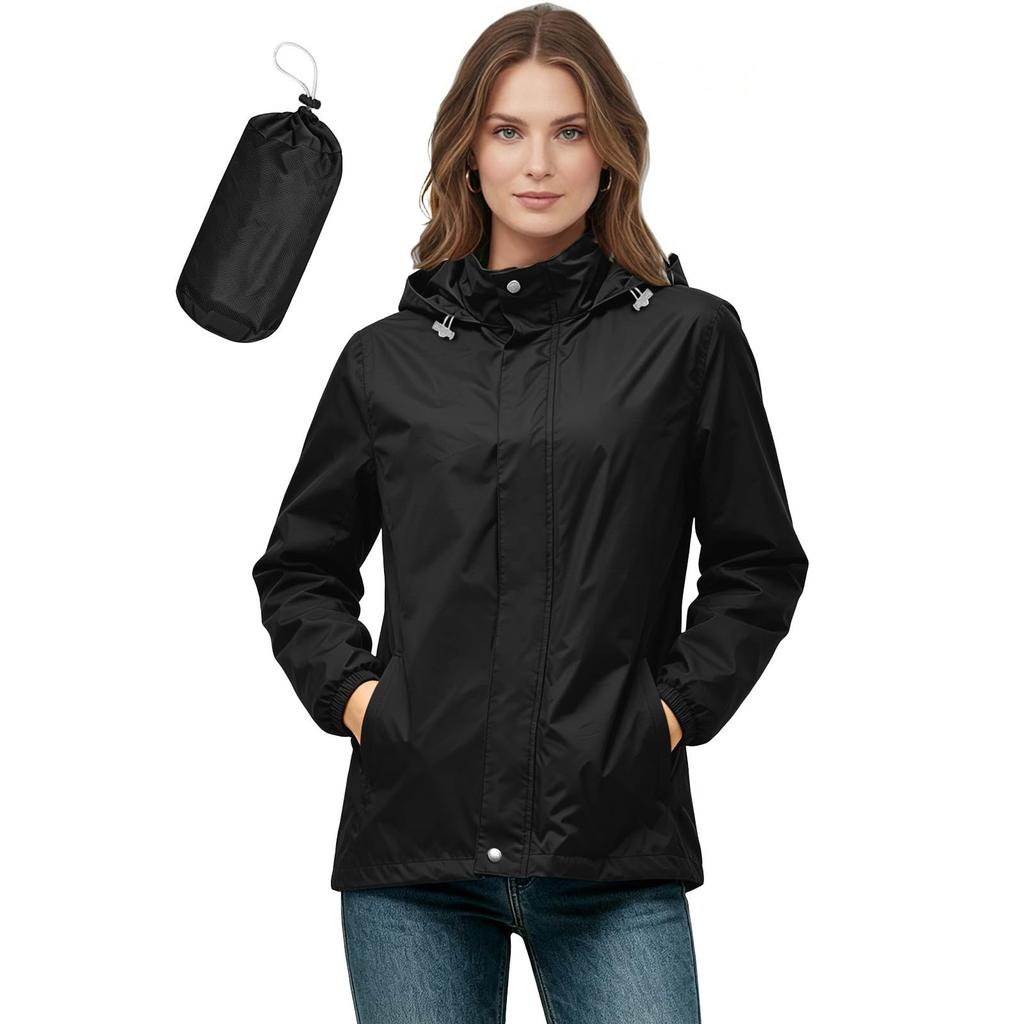 Women's Lightweight Windbreaker Jacket with Hood - Casual Loose Fit for Hiking, Travel, Daily Use