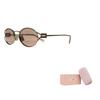 MIU MIU Oval Sunglasses With Metal Arm Logo Design Women Sunglasses Gold MU52YSZVN20F