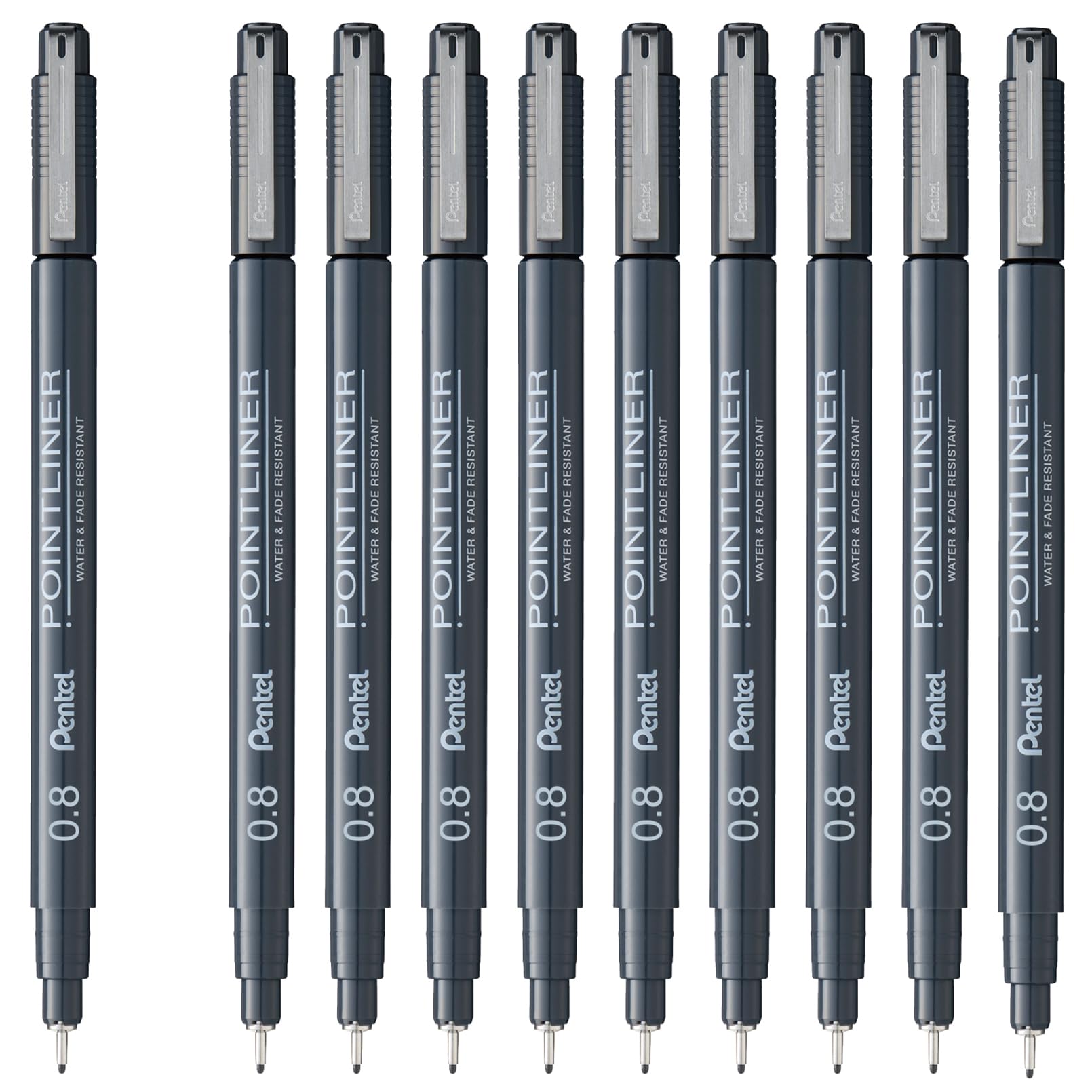 Pentel 10 Ручка на водной основе, Линер, 0,8 мм, Черный, ручки, S20P-8AD(10)