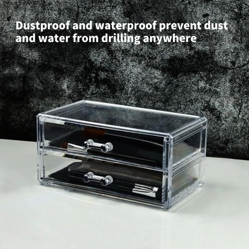 Clear 2 Drawer Makeup Storage Box Acrylic Cosmetic Organizers for Desk Tidying and Neat Jewelry Pens and Small Items
