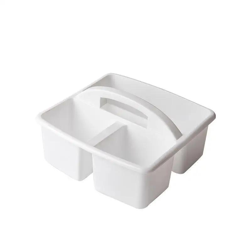 Carrying Handle Multicolored Storage BasketStackable Plastic Bins with 3 CompartmentsOffice Desk Organization for Preschool белый 2400₽