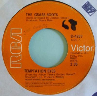 7-Zoll-Schallplatte GRASS ROOTS - Temptation Eyes / Keeping Me Down D4263 RCA Victor 1971 Kanada Rock Gebraucht