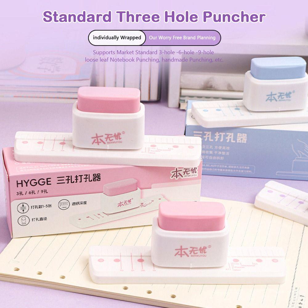 Multi-functional Mini Hand Hole Puncher 3-Hole Standard Hole Punch Puncher  School Office Supplies