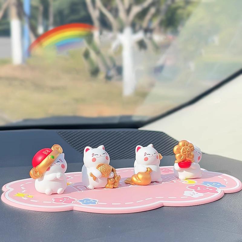 1 Satz Tierfigur Glückskatze Autoornamente Cartoon Chinesisch Glück Reichtum Winkende Katze Modell Desktop Dekoration