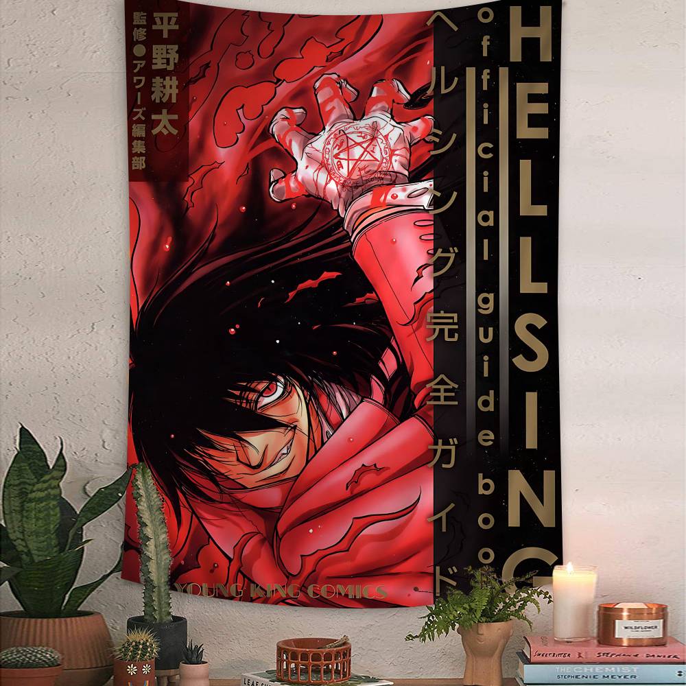 HHellsing Horror Anime Colorful Tapestry Wall Hanging Hanging Tarot Hippie Wall Rugs Dorm Wall Art Decor