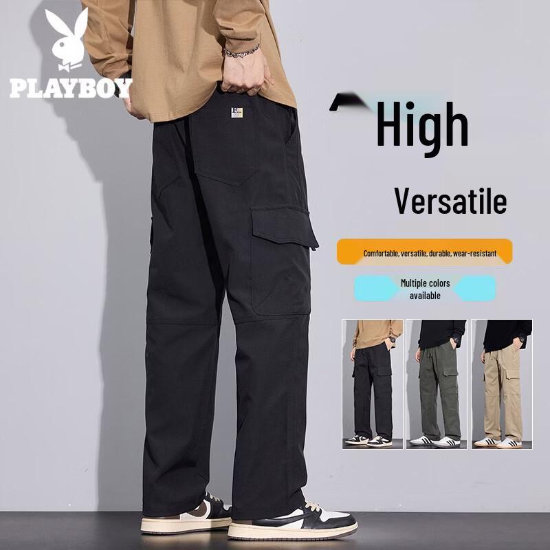 Playboy Men's American Trend Loose Straight Cargo Pants