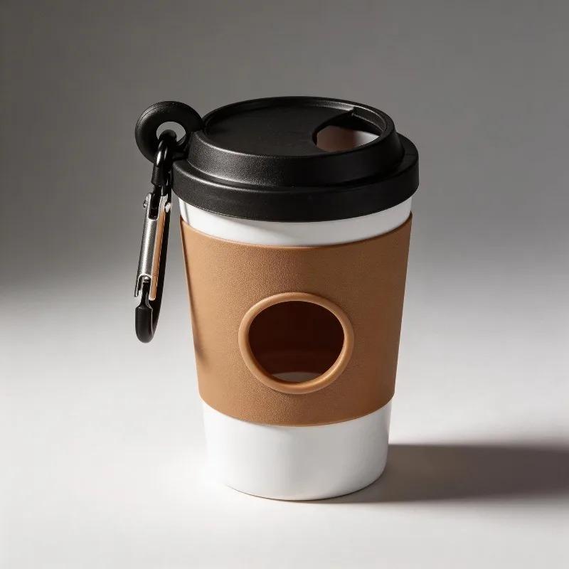 Portable Storage Box Pet Poop Trash Can Dispenser Creative Coffee Cup Dog Garbage Storage Design Outdoor Dog Walking Garbage Bag