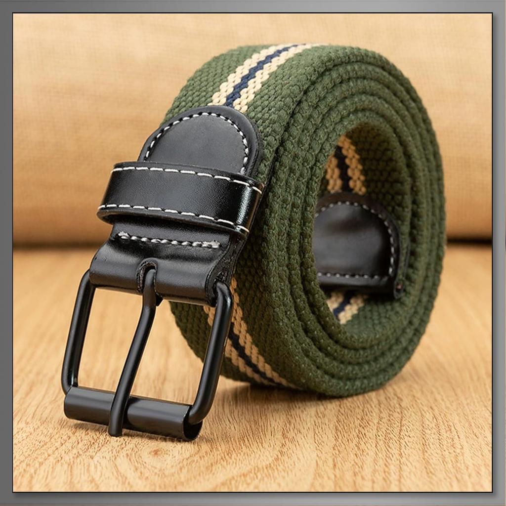 [Buzz Selection] Canvas Belt, Casual Fashion, Simple Design, Adjustable, Stylish, Men's LBU065 (Coffee)