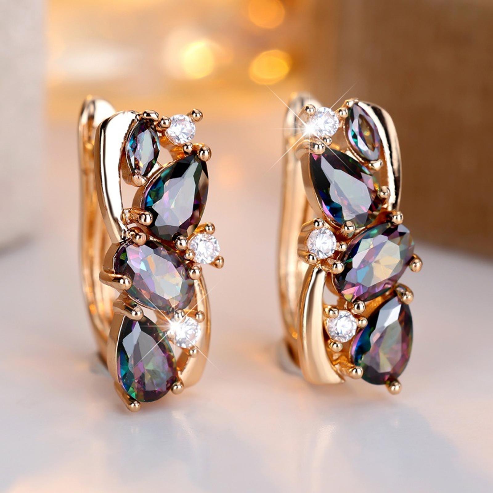 

Champagne Gold Tone Micro Pave Cubic Zirconia Edge Earrings for Women Elegant Fashion Jewelry Accessories One Size
