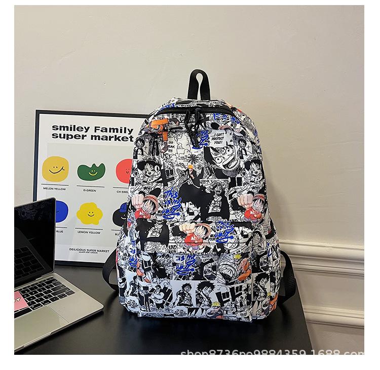 Schoolbag Graffiti School Bag Junior High School Student Backpack Simple Campus Backpack Fashion Trend Personalized Outdoor Travel Bag