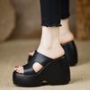 Fashion 2025Ladies Shoes High Quality Open Toe Summer Simple Solid Outdoor Casual Platform Wedge Slippers Zapatos De Mujer