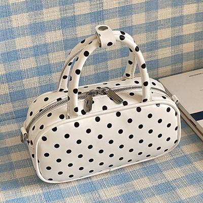 Korean Elegant Polka Dot Handbag PU Fashionable Pillow Bag High-quality Zipper Crossbody Bag Versatile Date Travel Shoulder Bag
