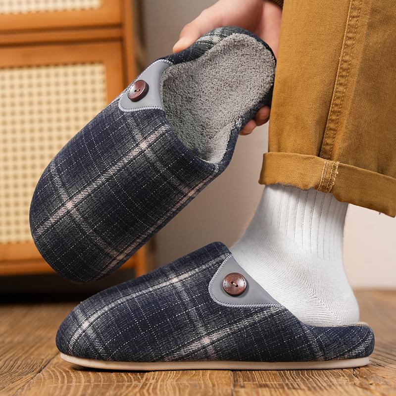 Men Warm Winter Cotton Shoes Women Warm Fur Home Slippers EVA Non-Slip Plush Slippers Indoor Couple Thick Sole Footwear Slides