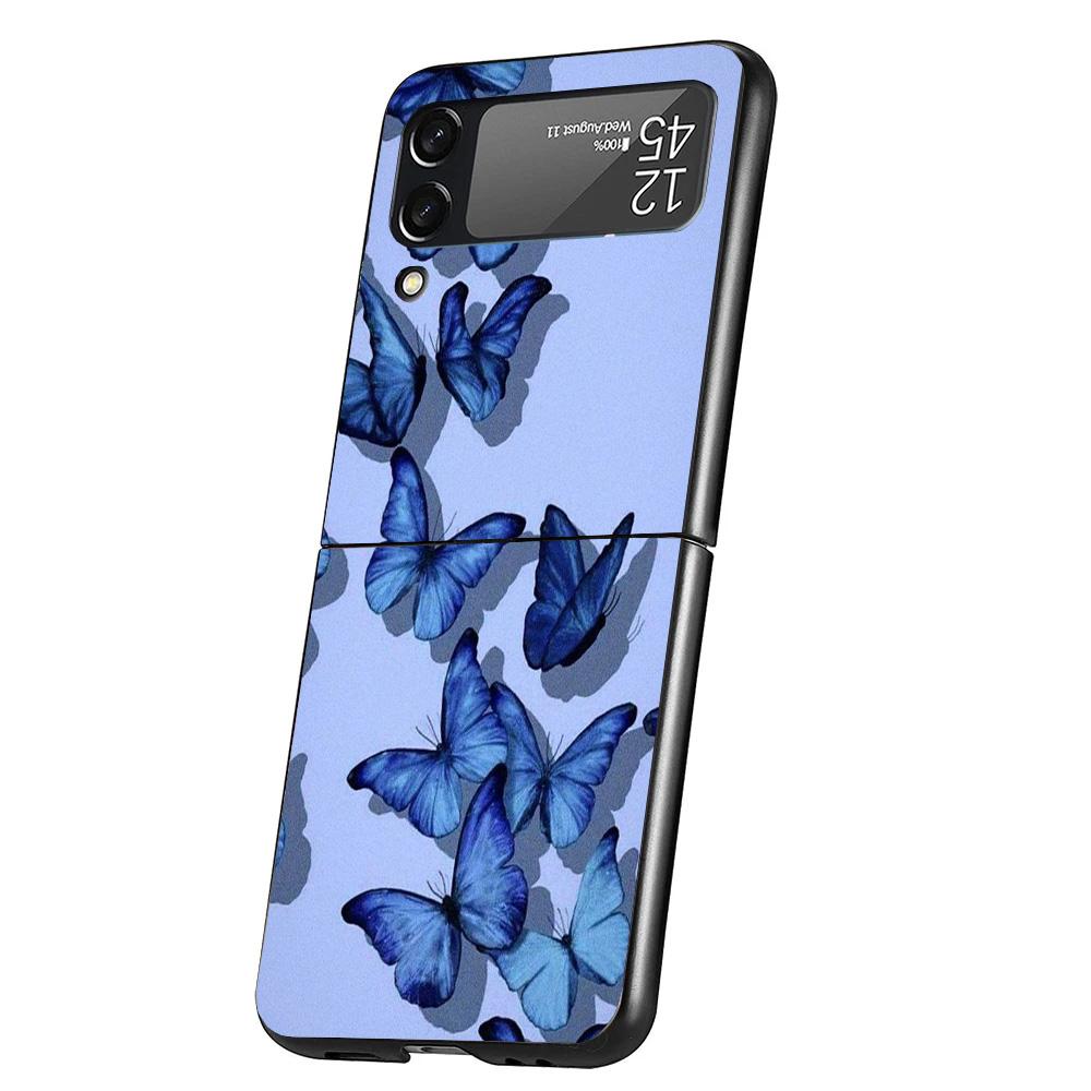 

Blue Butterfly Beautiful Wing Cover Phone Case For Samsung Galaxy Z Flip 7 6 5 4 3 5G Flip7 Flip6 Flip5 Flip4 Flip3 Black Fundas Samsung Z Flip 3