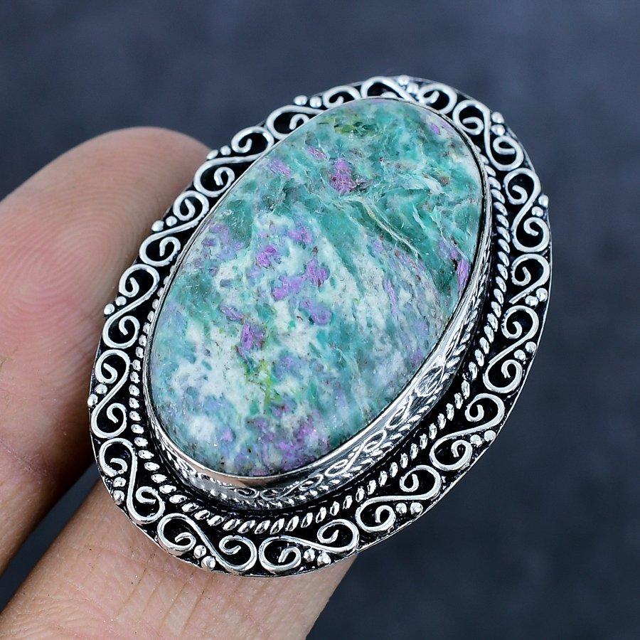 Ruby Fuchsite Handmade 925 Sterling Silver Jewelry Ring Size 10.5 P2L35