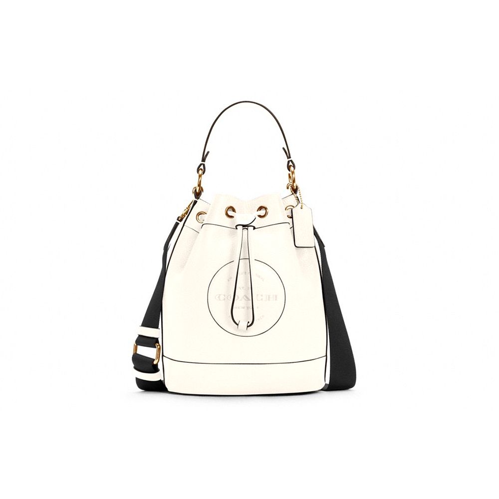 Coach Dempsey 22 Classic Leather Bucket Bag Women Handbags White C4100-IMCHK Basic Set (Bag+Dust Bag)
