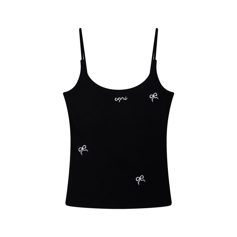 Kumikumi Pure Desire Style Bows Brushed Camisole Women's Autumn Retro with Chest Pad Short Inner Tops